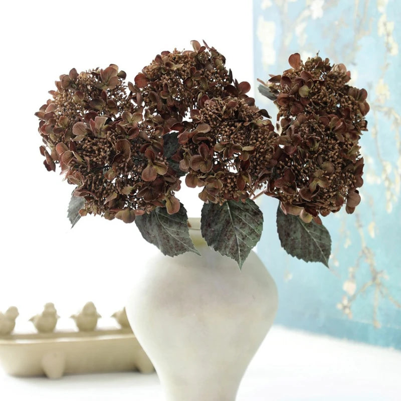 Décoration intérieure bouquet artificiel hortensia soie couleur orangée mariage anniversaire festive