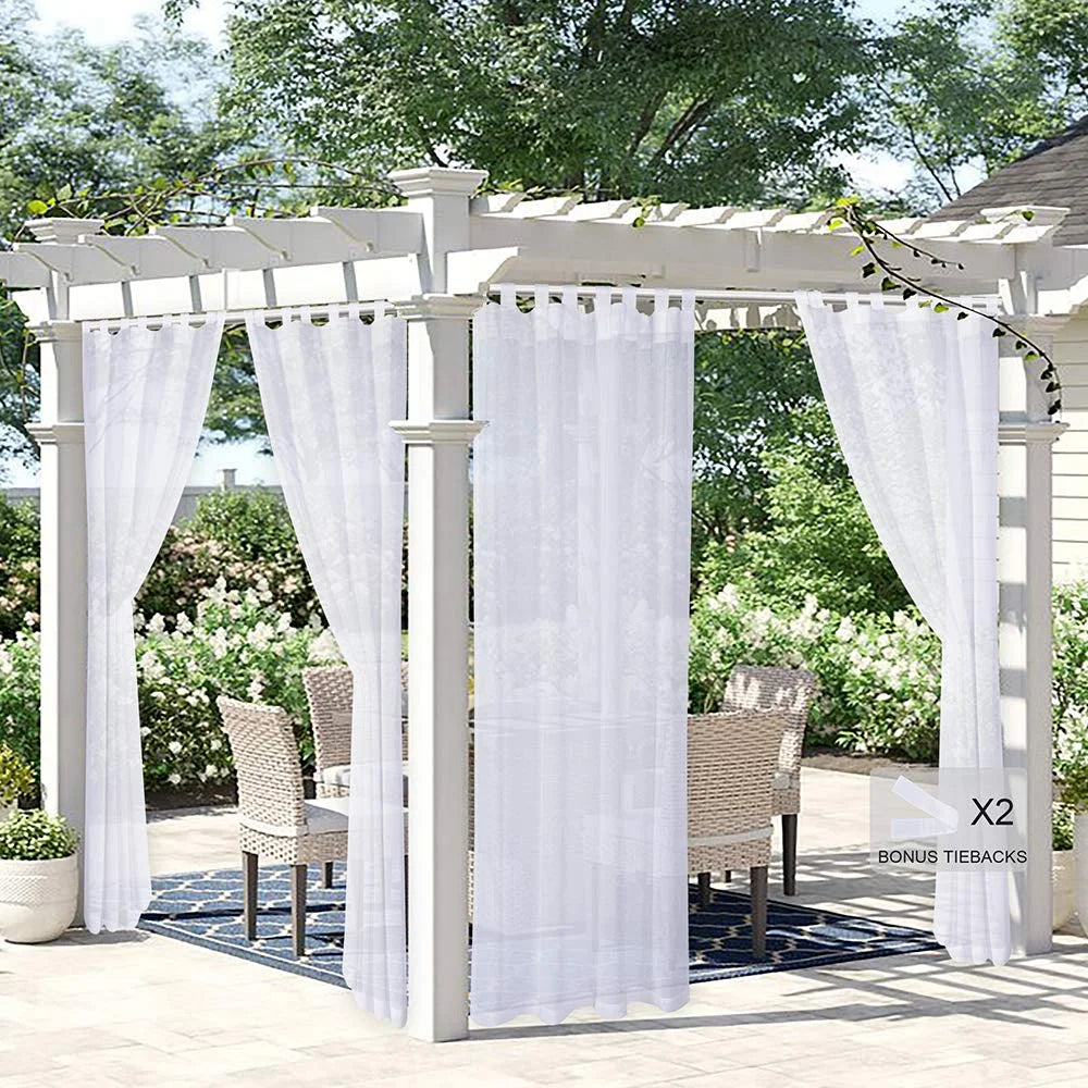 rideau blanc moderne translucide texture lin extérieur autocollant patio 100 polyester