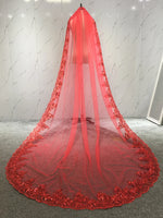 voile mariée classique polyesters sequins dentelle transparente noir rouge vert or blanc femmes