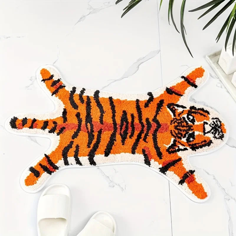 tapis dessin animé tigre polyester antidérapant moderne chambre bain entrée voiture salon
