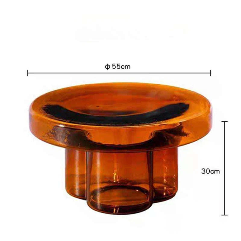 tables basses modernes verre texturé transparent sculptural maison deco orangerousse grisvert