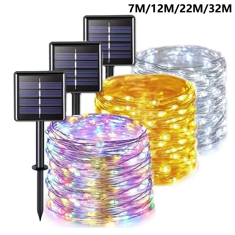 guirlande lumineuse solaire multicolore blanc noël jardin moderne 12v 200led 22m