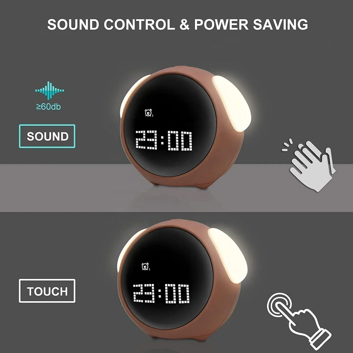 réveil numérique moderne emoji rose blanc date horloge 12 24 heures snooze veilleuse LED