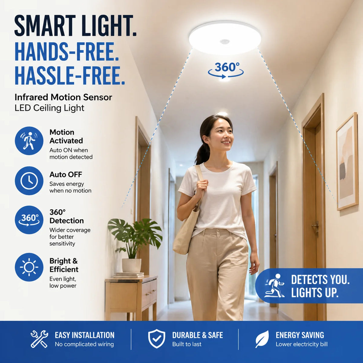 lampe led moderne 20w 30w ip65 détecteur mouvement étanche 220v