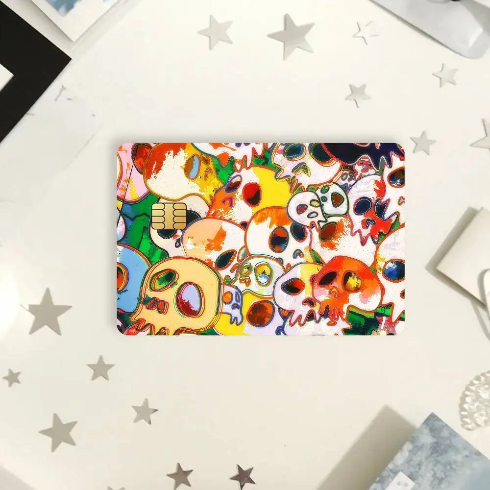 autocollants imperméables cartes credit debit transport multicolore floral popart adhésifs portefeuilles cartes modernes