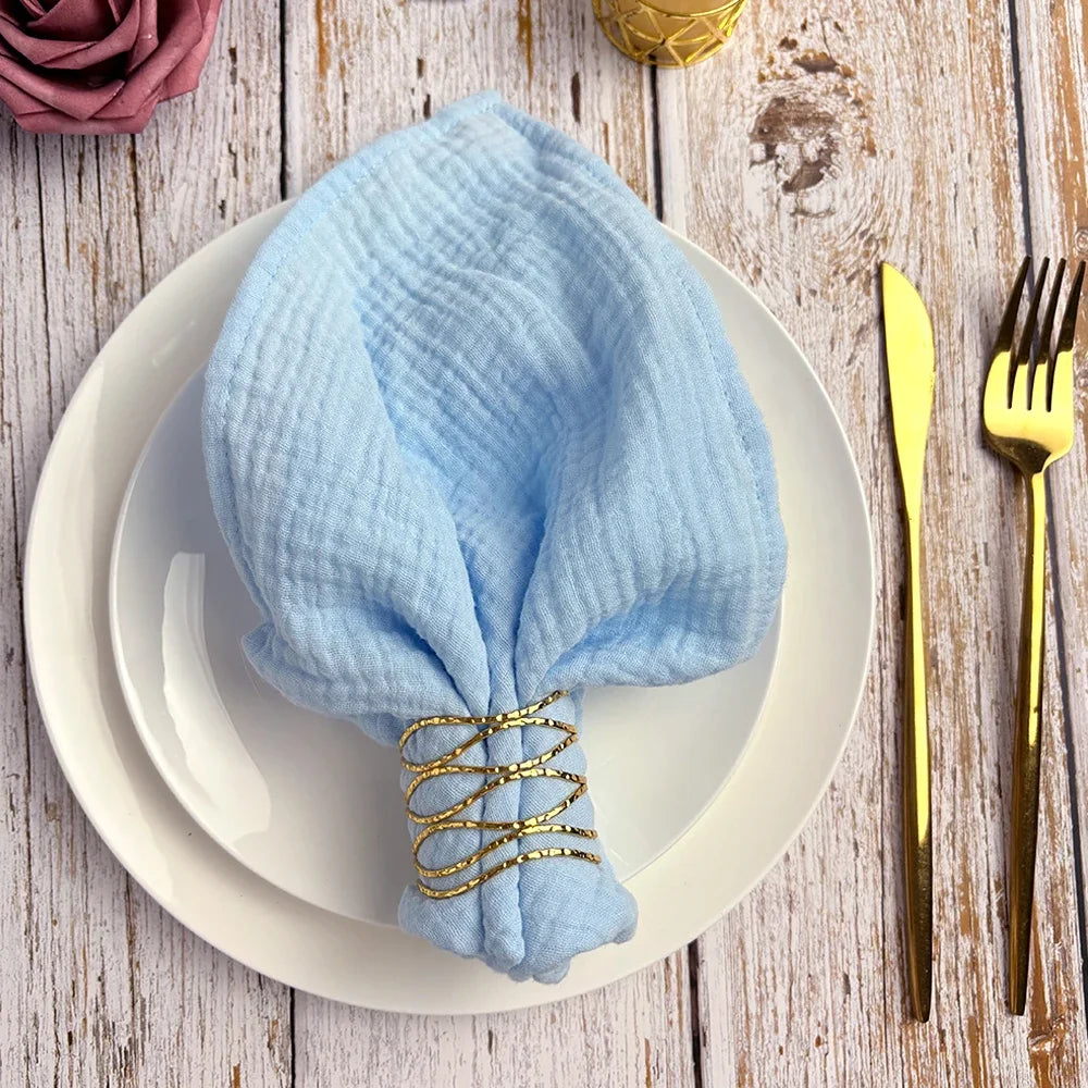 serviettes tissu coton double gaze multicolore boho chic bordure frangée réutilisable maison fête