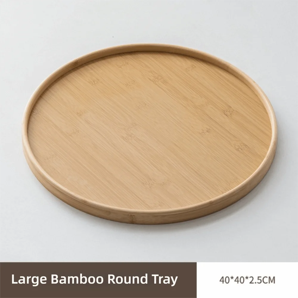 plateau ronde bambou moderne minimaliste naturel 25cm 30cm 35cm 40cm desserts thé