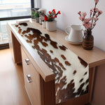 tableau lin imprimé peau vache blanc marron moderne rustique tacheté cuisine maison