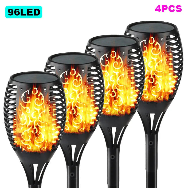 torche solaire imperméable led flamme animée moderne extérieur jardin décoration motifs floraux ip65 abs