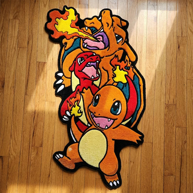 tapis pokémon charizard orange jaune velours anime diameter 100cm 120cm 150cm retro classic