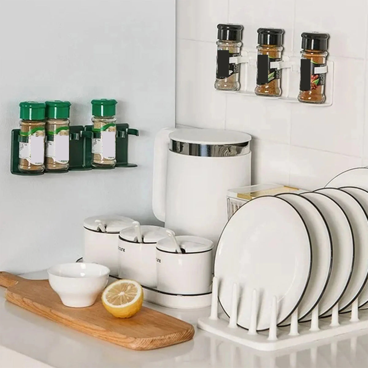 organisateur mural réutilisable blanc moderne épices cosmétiques rangement adhésif multifonction chambre cuisine