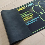 tapis squat noir vert fluo rose fluo fitness texturé marquages sol sportifs
