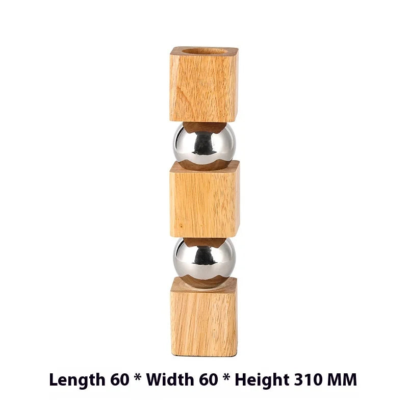 vase décoration intérieure bois métal minimaliste sculptural boules sphères cubes fleurs séchées