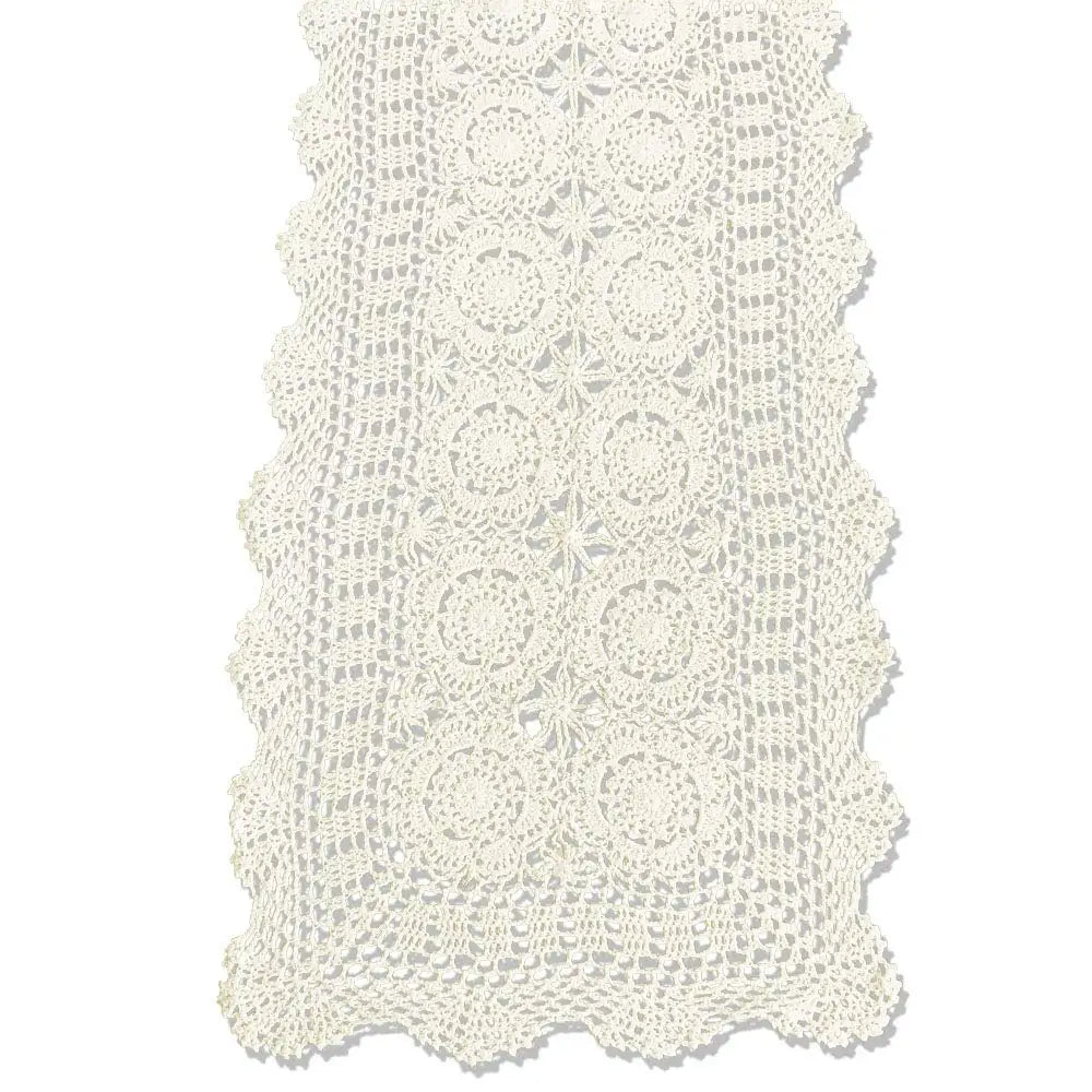 nappe dentelle fleur coton blanc cassé motif floral texture ajourée vintage rustique 140cm farmhouse