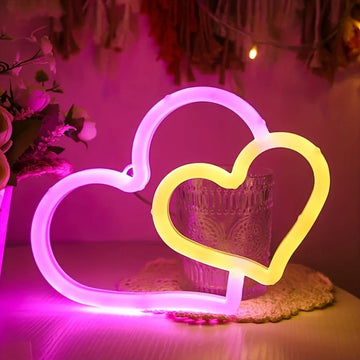 lampe led cœur blanc rose jaune verte bleue moderne rechargeable usb 21cm 15.5cm