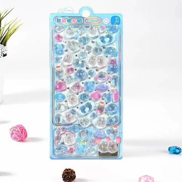 sticker kawaii mignon violet rose bleu blanc geometrique animal coeur étoile floral adhésif