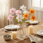 décoration intérieure bouquet artificiel moderne vase rectangulaire rouge blanc orange bleu rose jaune beige