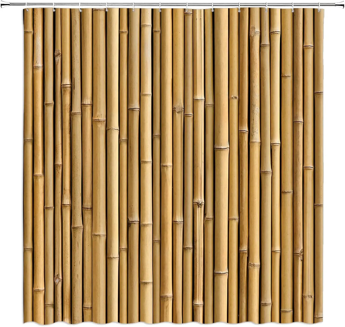 rideau douche polyester motif bambou naturel opacité tapis toilette beige clair vert clair 70x70cm