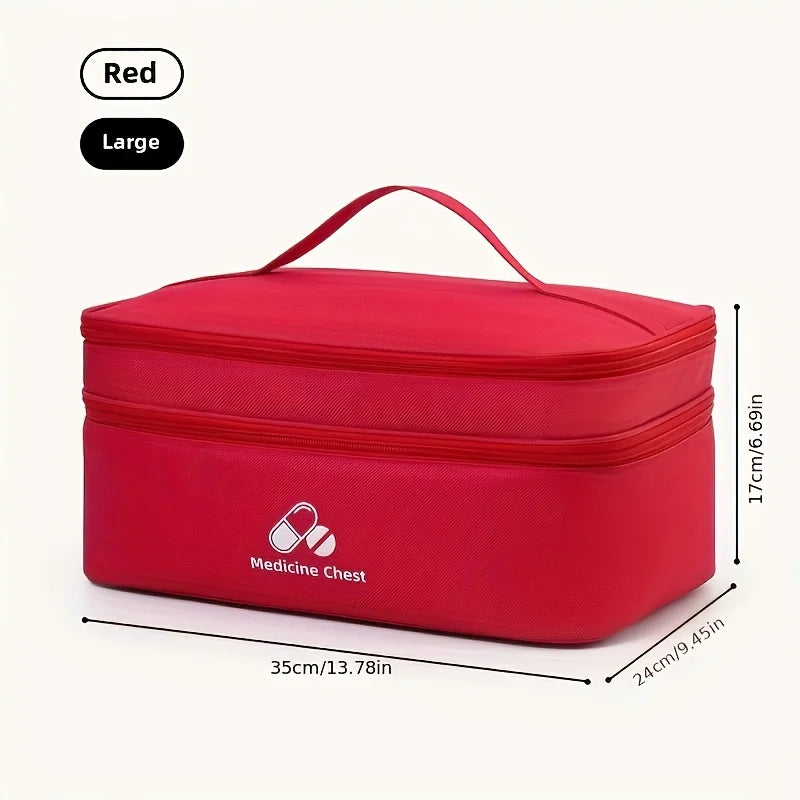 trousse médecine rouge réutilisable sac rangement oxford pratique compartiments médicaments première aide emergencesécole