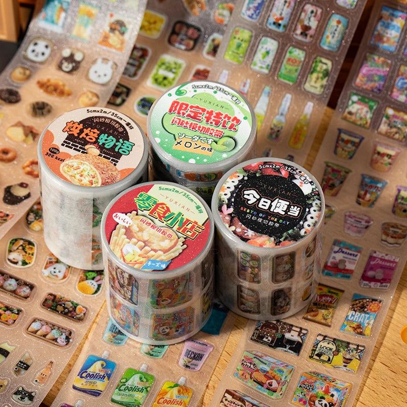 stickers multicolores transparents moderne mignon animaux nourriture brillants scrapbooking diy journal album bricolage