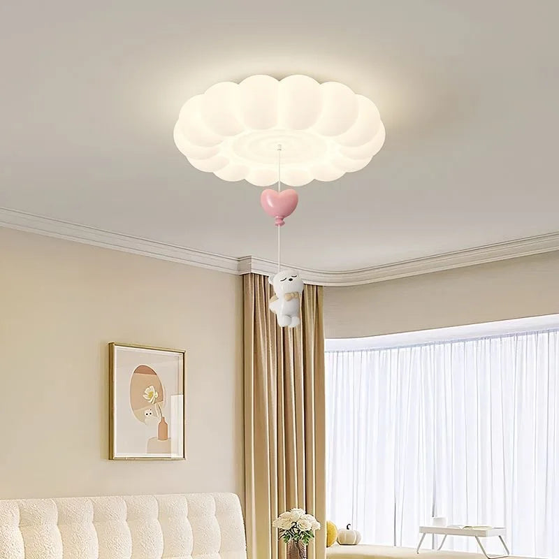 lampe moderne blanche nuages lapin ballon chambre enfants lumière led