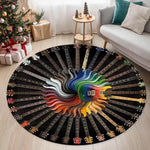 tapis rond guitares multicolores moderne salon chambre décoration extérieur salle bain noir