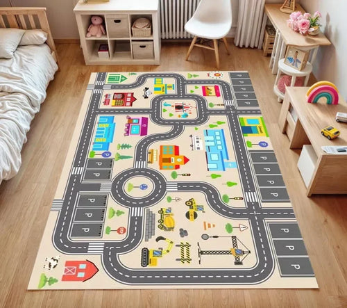 tapis multicolore traffic urbain enfants moderne salon chambre décoration extérieure lavage machine