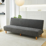 housse canapé lit gris motif feuilles jacquard polaire douce rubans fixation moderne