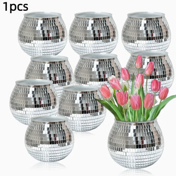 vase decoratif miroirs argentés tulipes roses deco moderne plante verte cactus support fleurs table