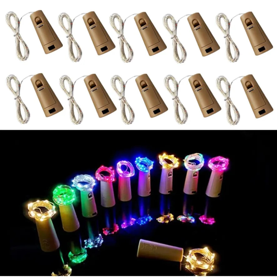 bouchon liège lumineux led décoration bouteille vin fête mariage Noël guirlande lumière décorative