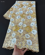 tissu dentelle brodée fleurs sequins bleu marine turquoise violet rose blanc mariage écologique