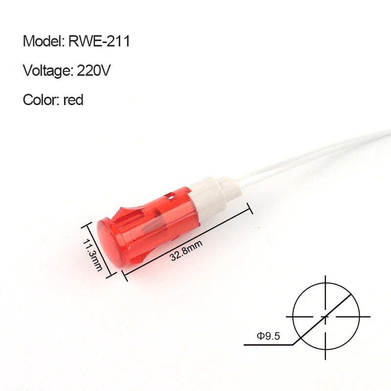 signal indicateur rouge vert jaune transparent moderne câble blanc 12V 220V 24VDC