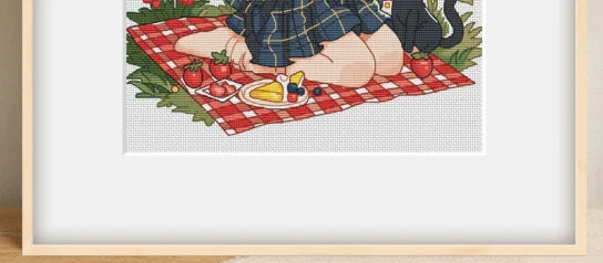 broderie point croix toile coton dessin animé moderne 36 couleurs prédécoupéepaque fruits assiette