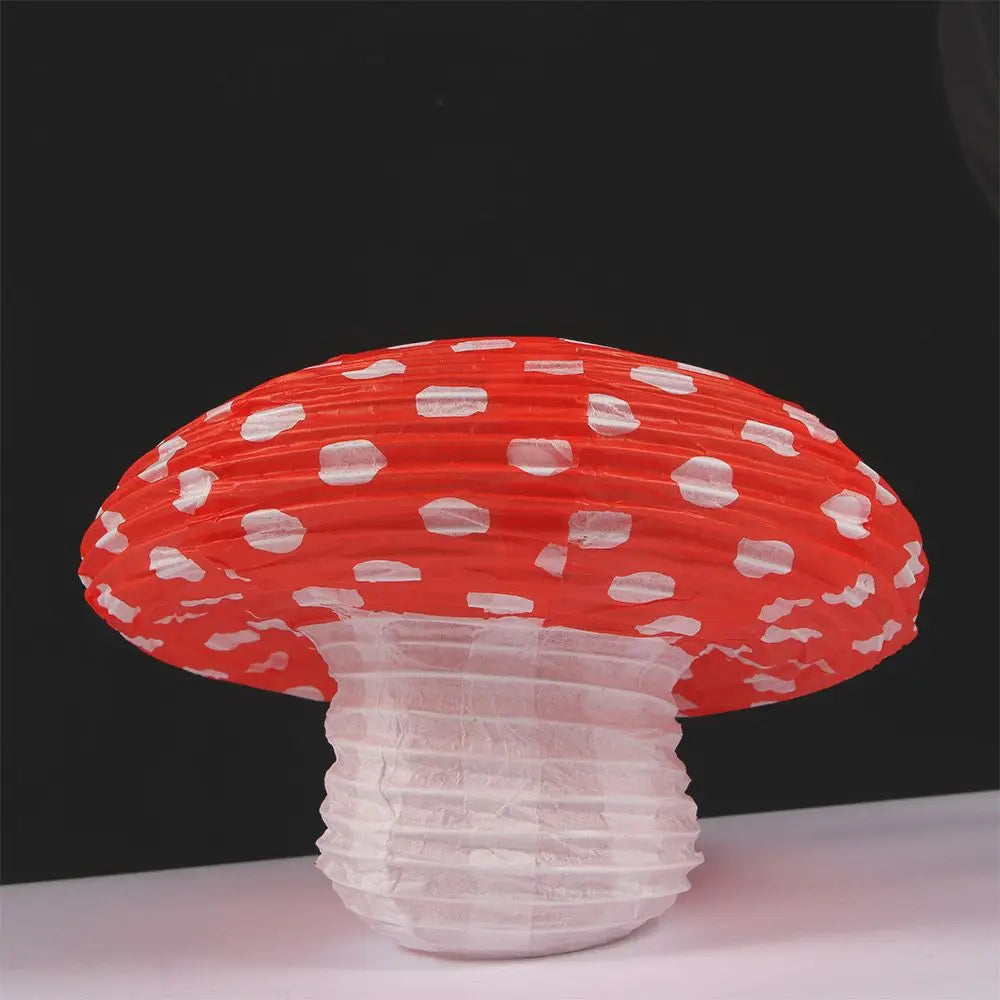 décorations suspendues 3d fête anniversaire forêt merveilles lanternes papier champignons rouge blanc plissé enfantin