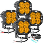 feux travail led 30w noir orange quadrillé combo spot flood vtt suv moto