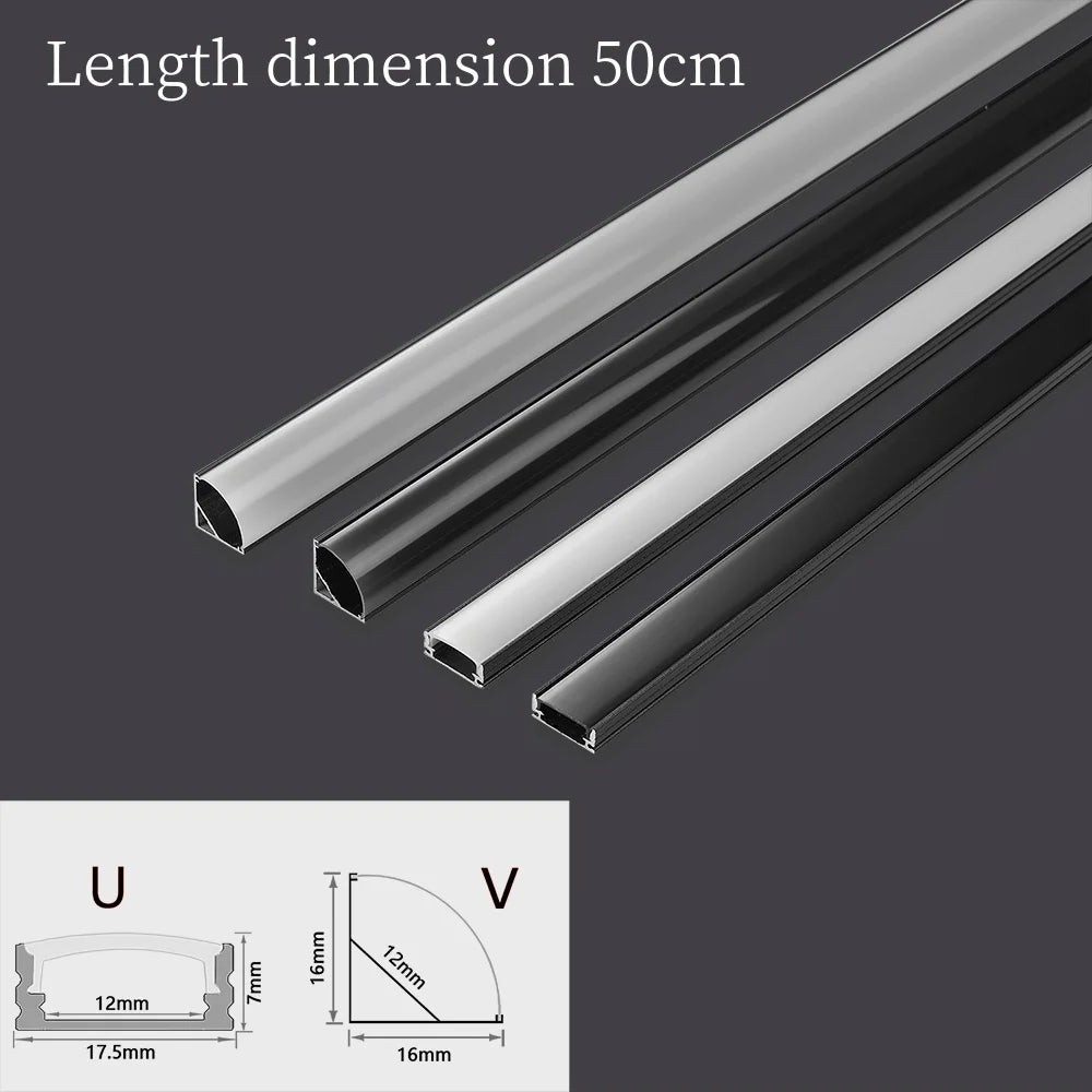 Profilé aluminium noir forme U pour bande LED
