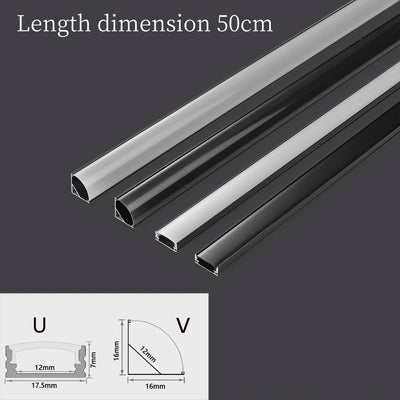 Profilé aluminium noir forme U pour bande LED