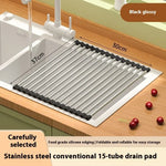 étendoir vaisselle pliable moderne acier inoxydable gris blanc clips fonctionnel cuisine