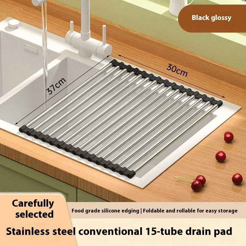 étendoir vaisselle pliable moderne acier inoxydable gris blanc clips fonctionnel cuisine
