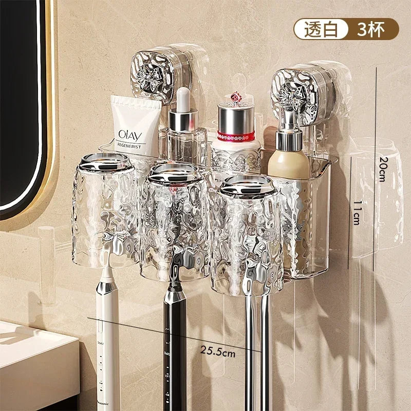 organisateur mural transparent texturé moderne porte bougies ventouse hygiénique salle bain rangement efficace simple