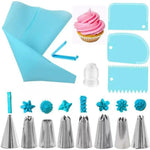 kit pâtisserie sacs pâte douilles métalliques tampons outils pâte silicone couleurs violet rose bleu