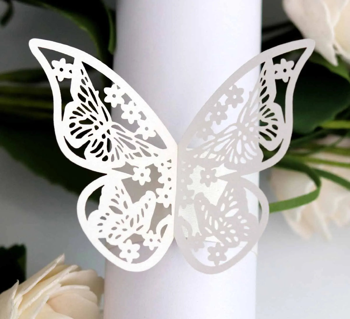 porte serviette papillon ajouré élégant doré rose bleu clair blanc pack 50 pièces transparents