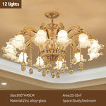 lustre doré cristal fleurs classique baroque salon encastrée led 2000lm 82000lm