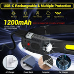 lampe frontale led rechargeable usb modes lumiere ipx4 etanche texture antidrapante noire jaune moderne