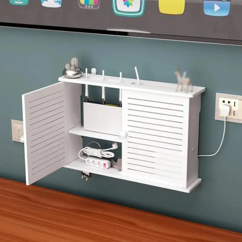meuble rangement mural blanc moderne lignes verticales porte organisation blanc respectueux environnement