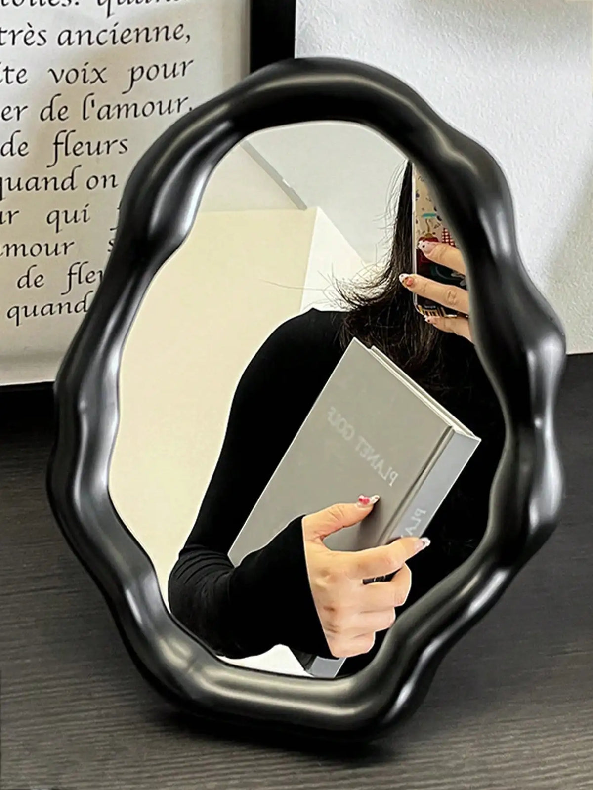 miroir moderne élégant blanc noir support ajustable chambre coiffeuse ornement décoration