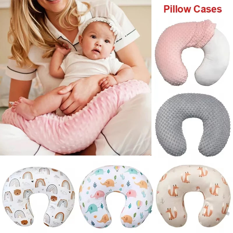 housse coussin allaitement bébé dessin animé elephants arc ciel polyester doux confortable fourrure points