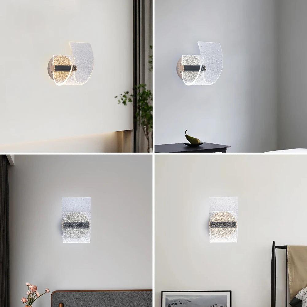 Lampes murales LED transparentes modernes effet paillettes cuisine salle manger