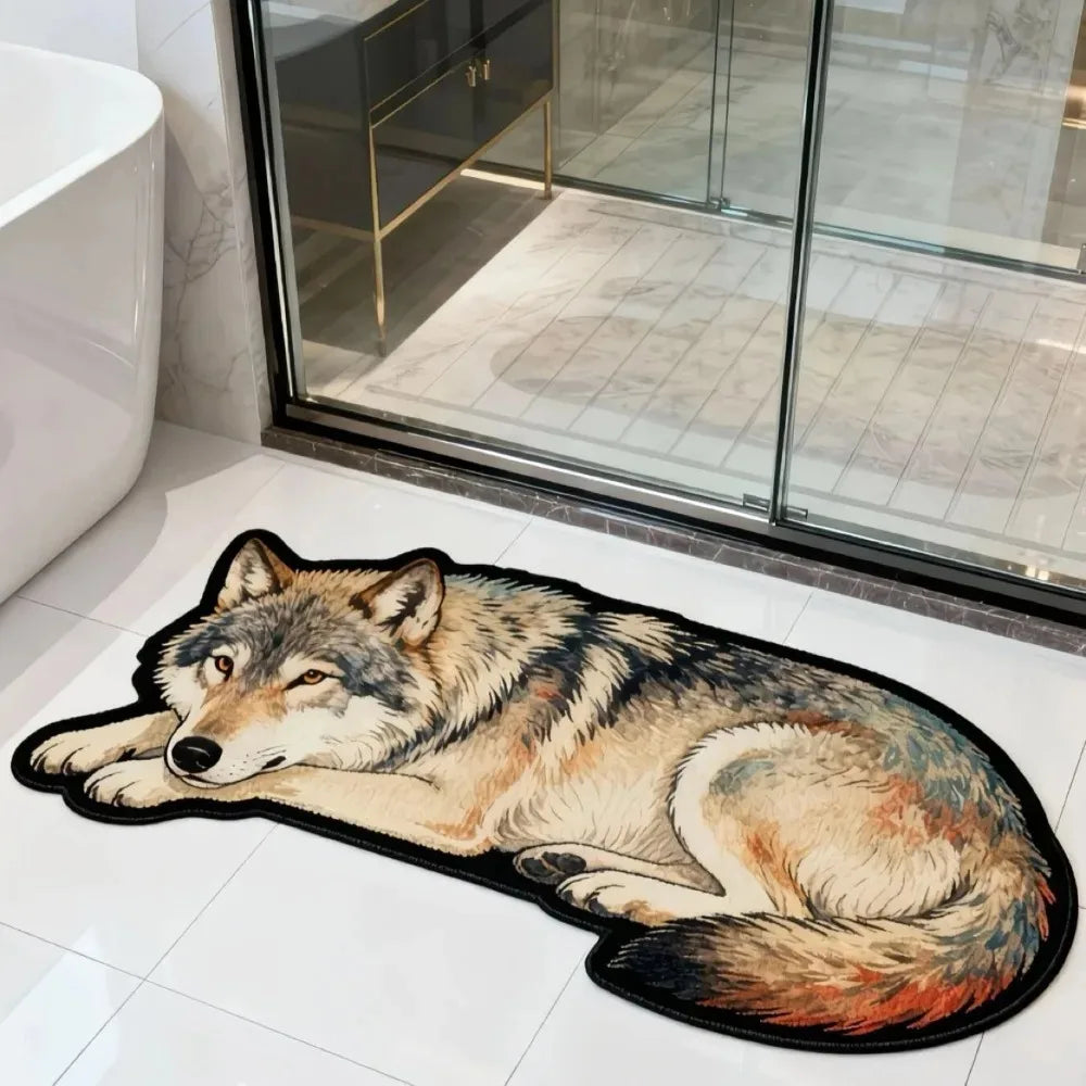 tapis sol antidérapant mousse mémoire forme polyester résistant décoloration dessin animé tigre léopard entrée