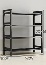 étagère rangement noire multifonctionnelle moderne acier inoxydable bambou réutilisable livres plantes
